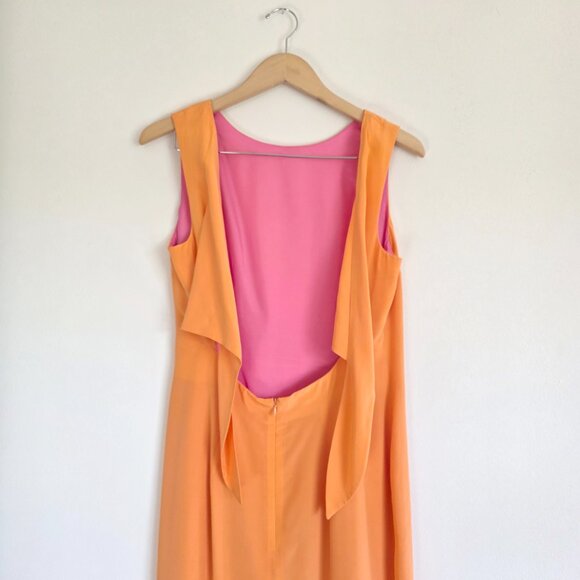 Maggy London Silk Orange Shift Dress with Open Keyhole Tie Back Sexy Y2K Dress - Picture 8 of 10